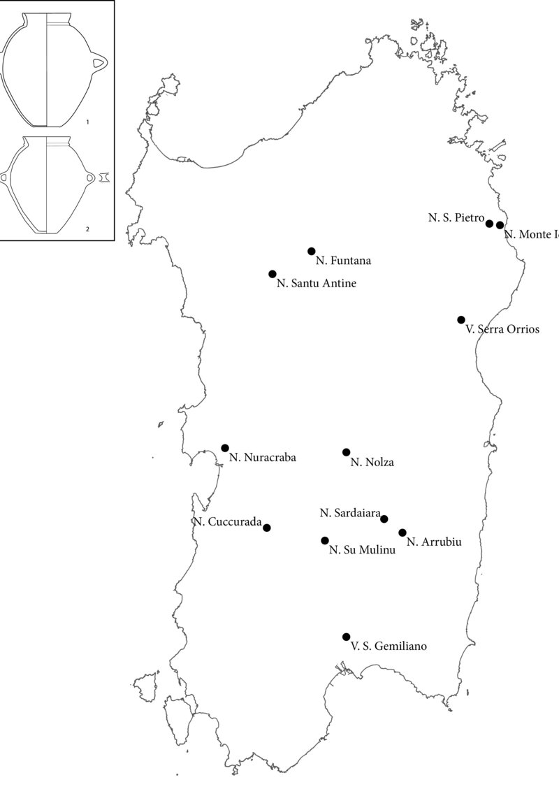 Verbreitung des Kragentopfs in Sardinien