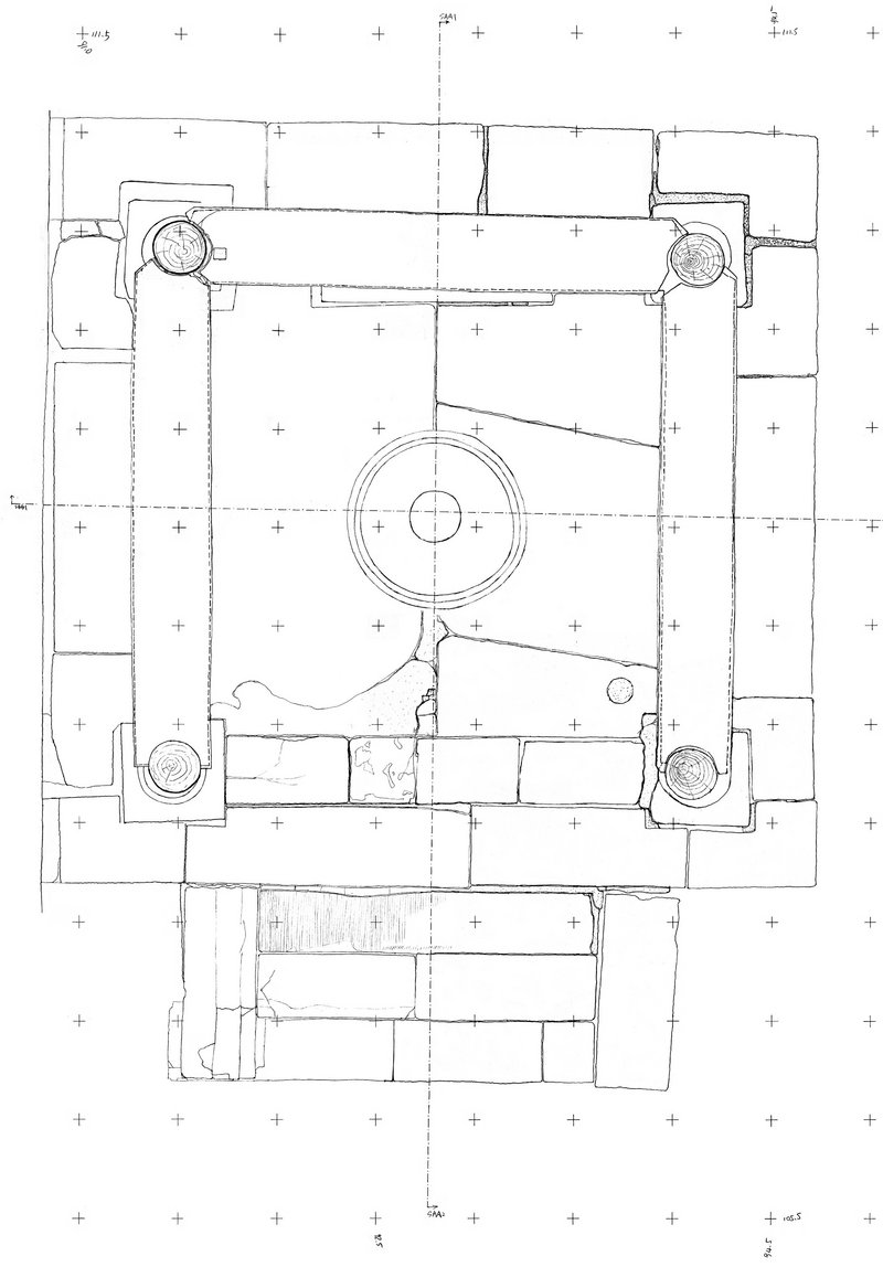 Bauaufnahmeplan, Grundriss: Brunnen-Pavillon auf dem Qianqingmen-Platz, Palastmuseum, Peking, China