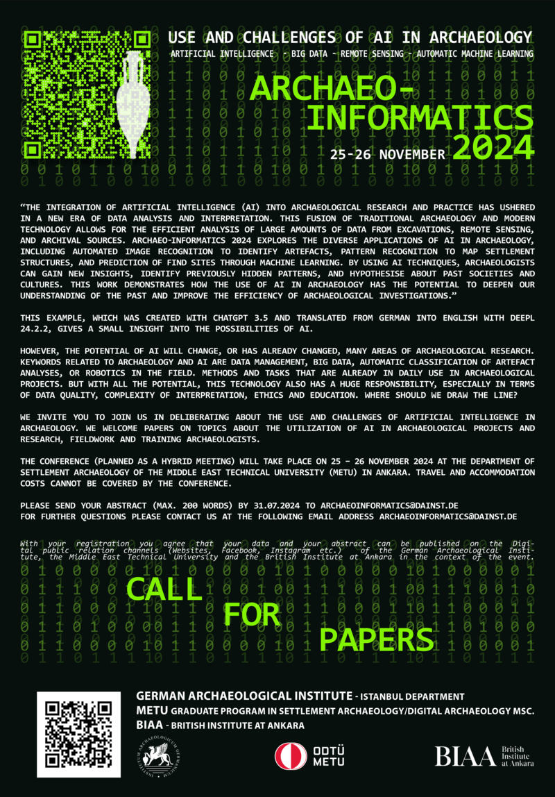 Call for Papers Use and Challenges of AI in Archaeology