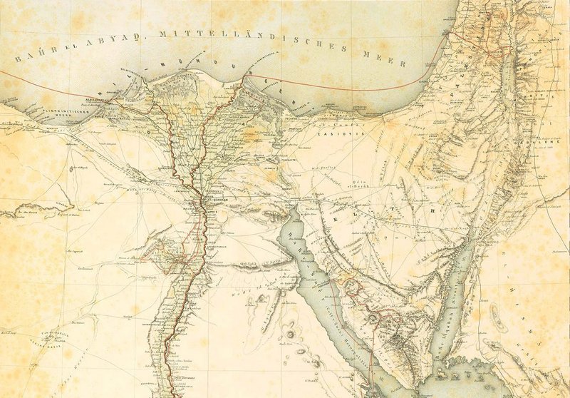Historische Karte Unterägyptens und der Sinai-Halbinsel (1859)