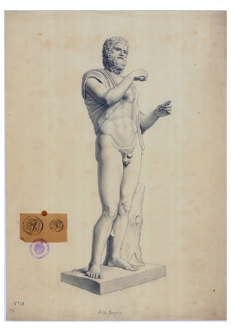 Zeichnung nach der Statue des Anakreon (Ny Carlsberg Glyptothek, Kopenhagen)