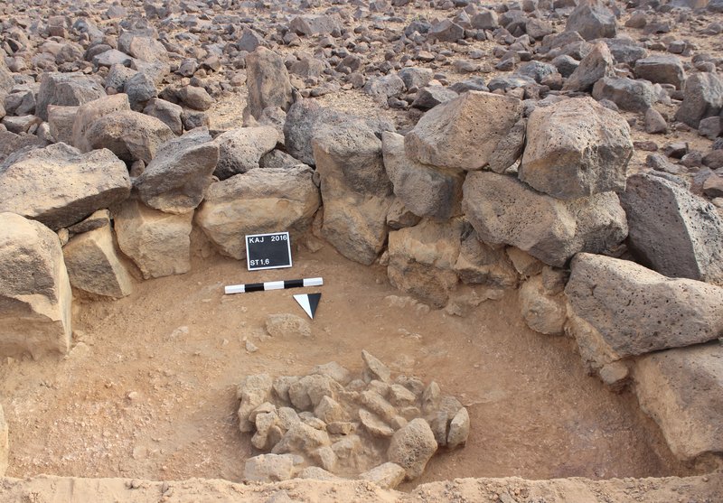 Khirbet al-Jabariya dwelling after excavation of a trench with fire place in the center